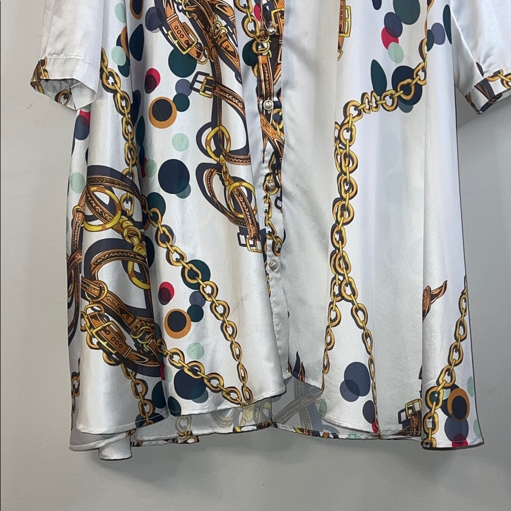 CQ by CQ Chic Chain Print Women's Tunic Blouse Size Medium #320 - Picture 6 of 9